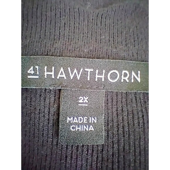 Women's 41 Hawthorn Black Scalloped Sweater, Plus Size 2X - Picture 3 of 6